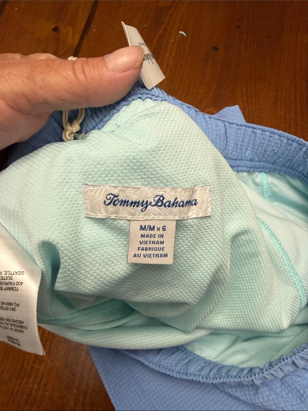 Tommy Bahama Light Blue Seersucker Swim Trunks